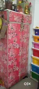 Printed Wooden Almirah with 5 racks and 1 top drawer