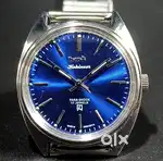 RARE HMT KOHINOOR BLUE DIAL HAND WINDING WITH JUBILEE BRACELET WATCH