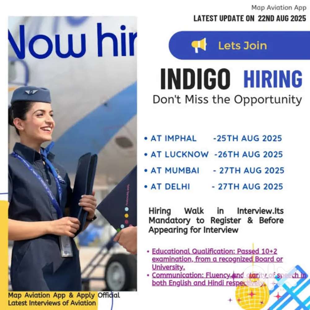 Indigo Airlines jobs /Vacancy for Airport Ground staf / Driver / Crew