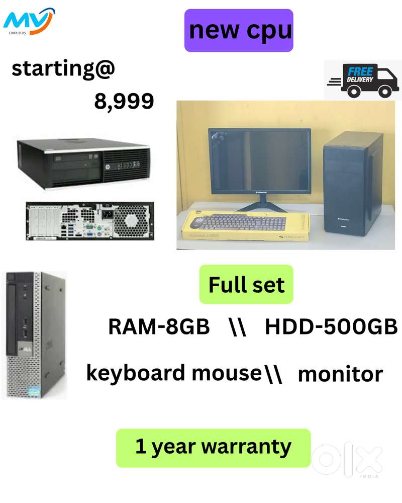 Ram - 8gb DDR3  500GB Hard disk  Power Cable  Cash on home delivery