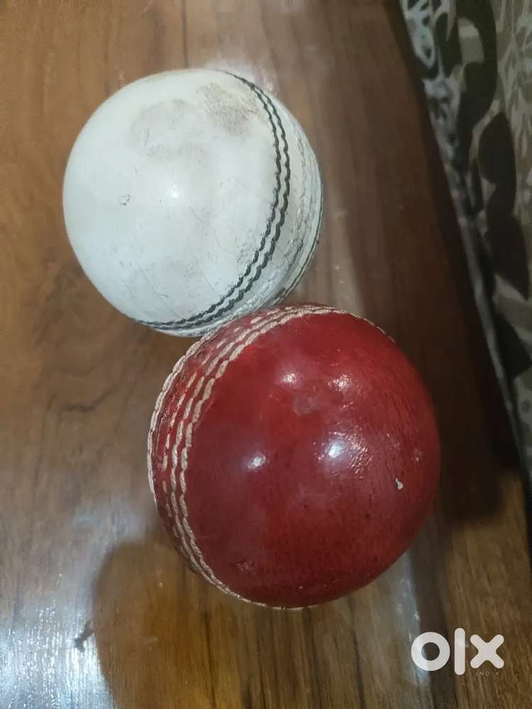 White and red Leather Cricket ball