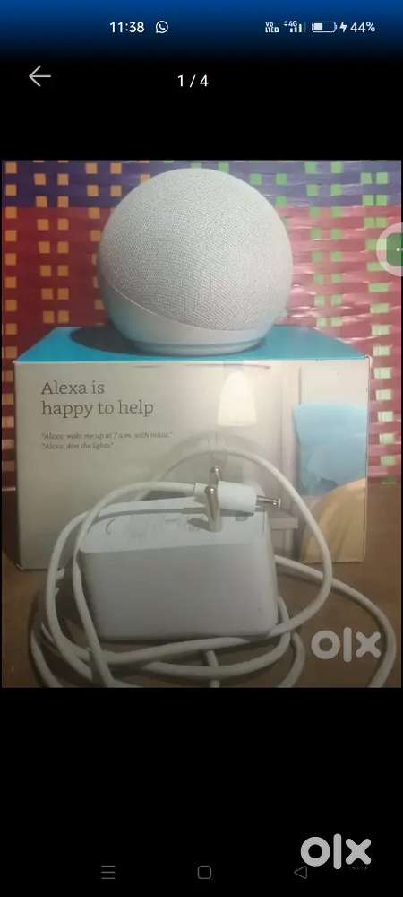 Echo Dot (4th generation) with clock, and power adaptor