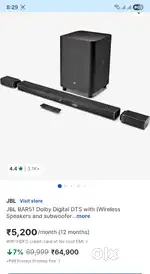 JBL 5.1 soundbar 510 wats wireless sub woofer
