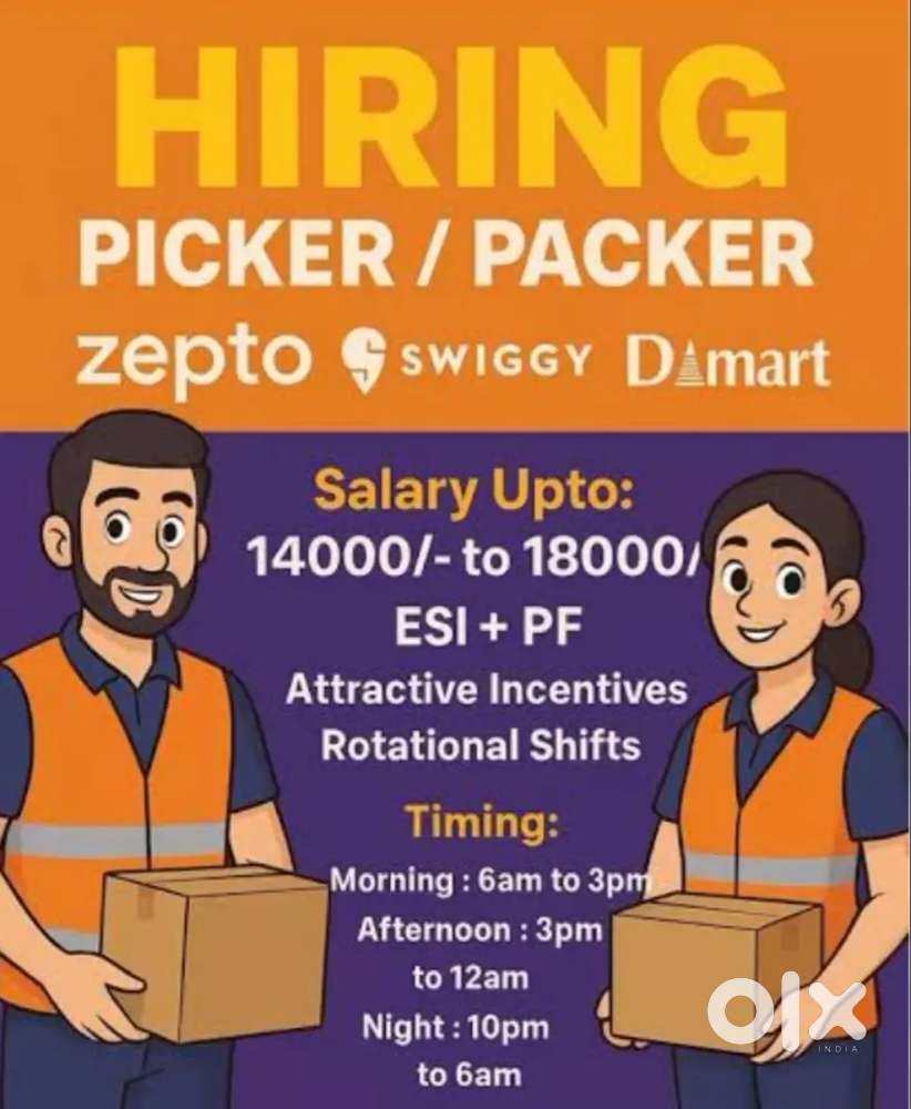 Swiggy Picker Packer Job Mumbai and Hyderabad  Room Free