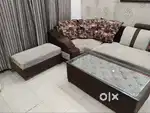 5 Seater Corner Fabric Sofa with Lounge & Table