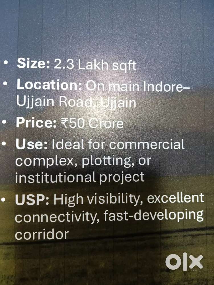 2.3 Lakhs sqft land for sale on main Indore - Ujjain Road.@ 50 Cr