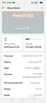 Oppo11 ram 8+4 256gb 5g