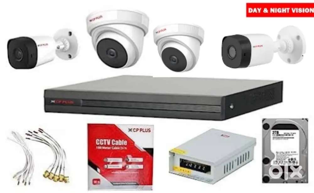 CCTV CAMERA CP PLUS 2.4 MP DAY NIGHT VISION 4 CHANNEL SET