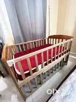 Baby crib with mattress ( wooden)