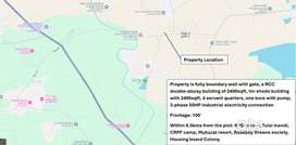 Industrial plot / Warehouse with building, bore, 100HP in Tulsi