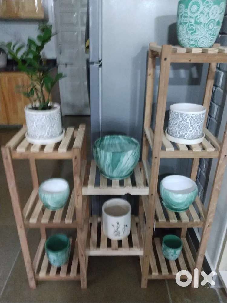 Pine wood and teak wood combo planter