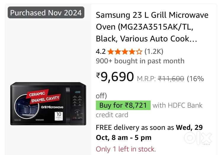 Samsung microvave plus grill oven