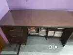 Office table/study table. 2 pieces in L shape. With Glass on top.