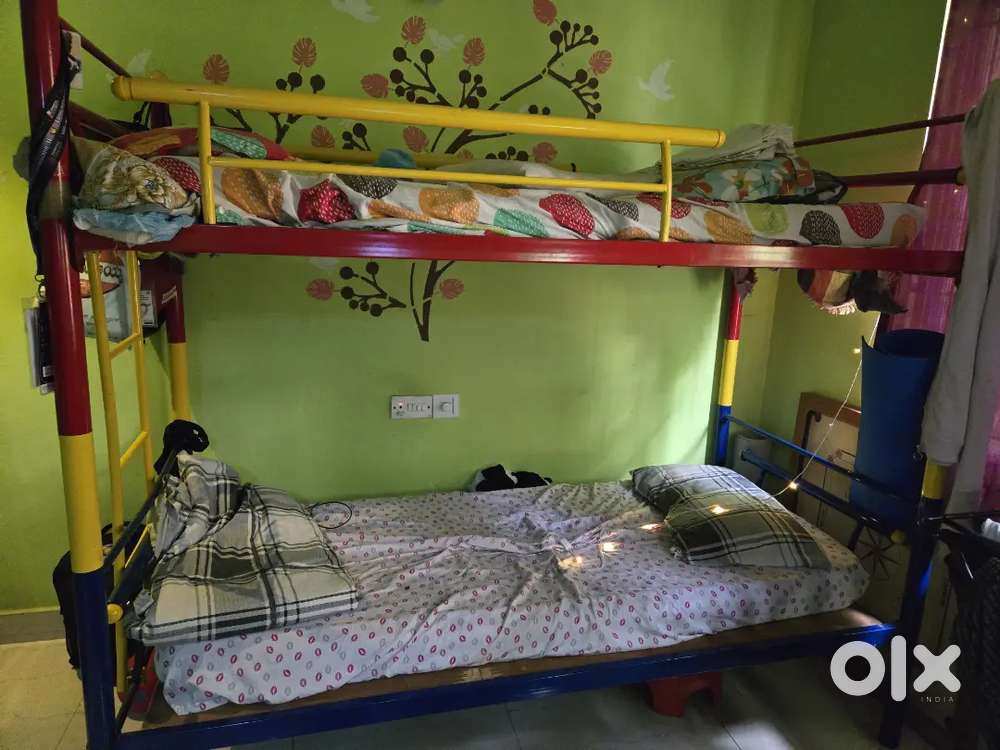 Iron bunk bed frame with ladder