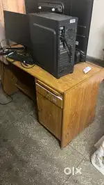 Heavy duty computer table solid wood with storage