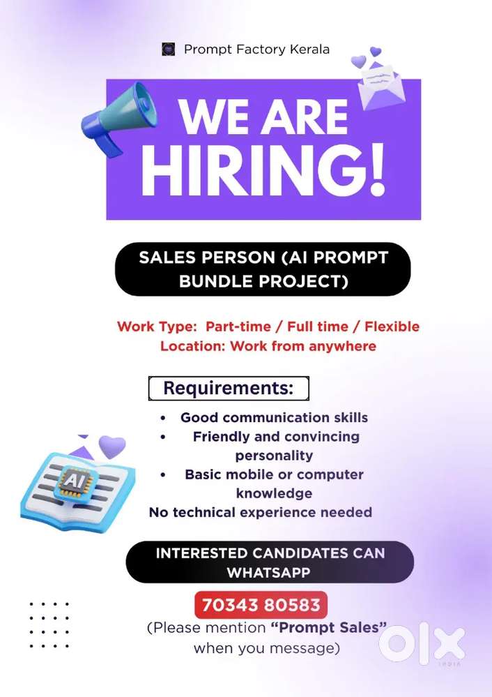 Part-time / Full -time sales person --Ai Digital Product