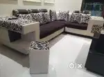 Sofa set with cushions and puffies( stools)