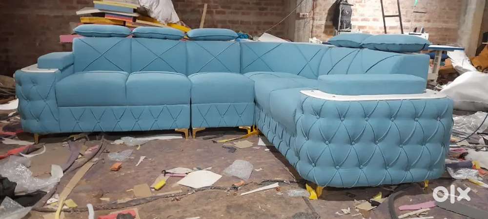 L shape sofa set with designing handle and back and beautiful look