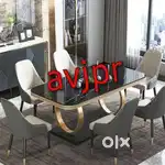 New Premium 6 Seater Marble Dining Table with Chairs – Modern Design