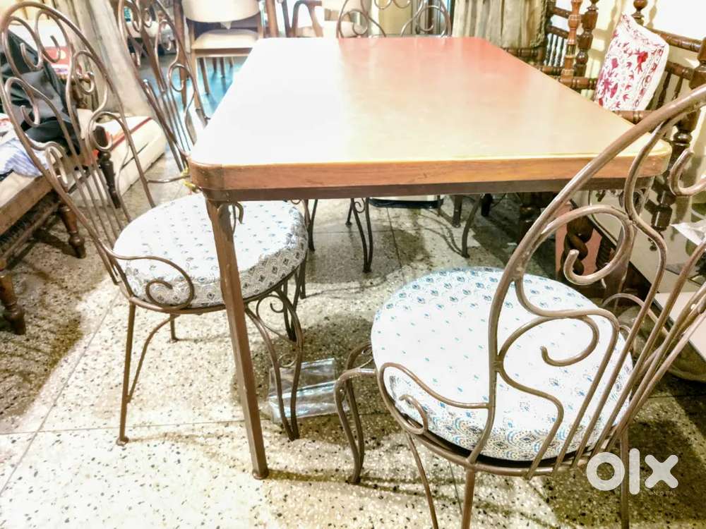 Dining Table (Iron Frame & Wooden top).