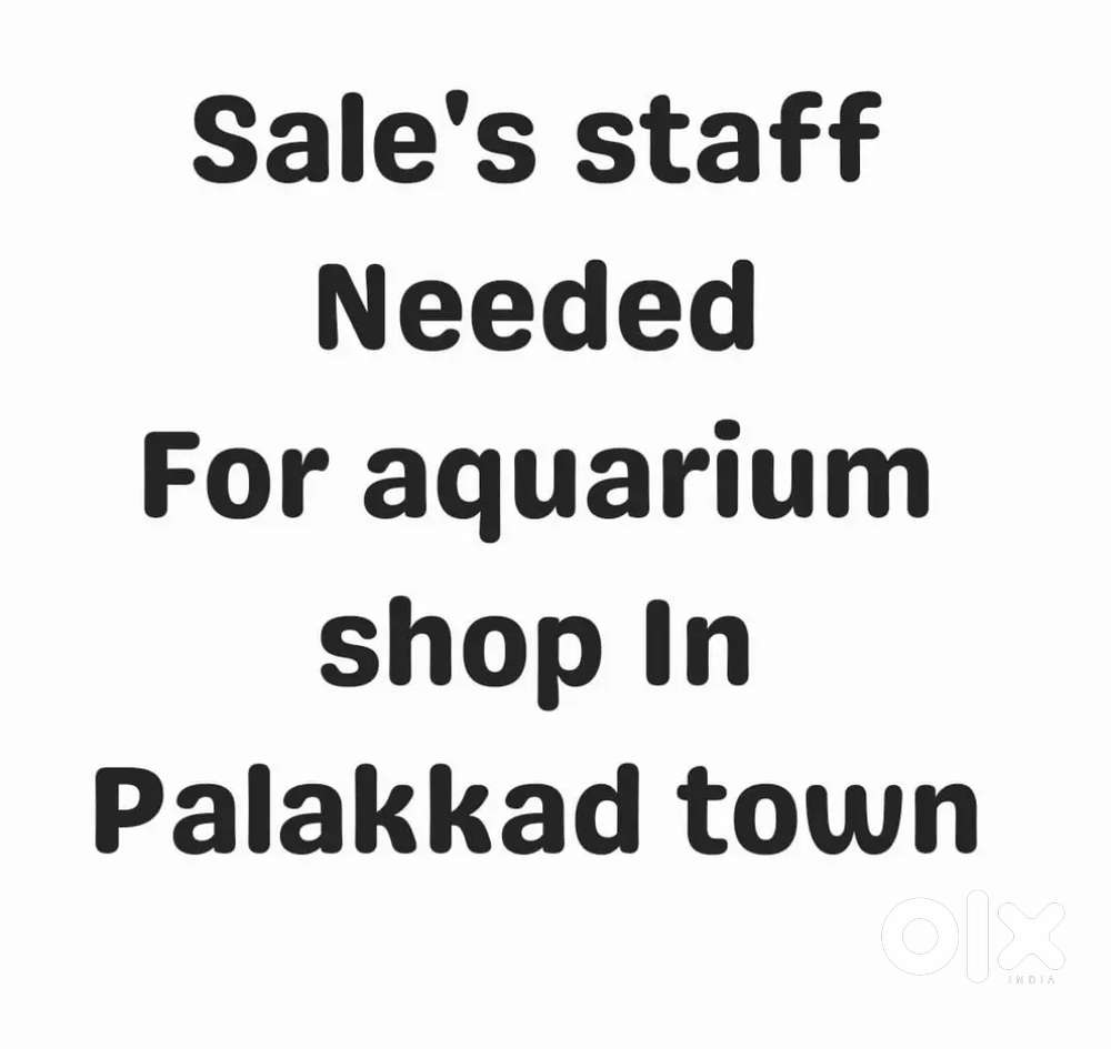 Sales man/women wanted for aquarium shop in Palakkad town