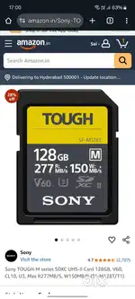 128 Gb tough card 150mbs M series card