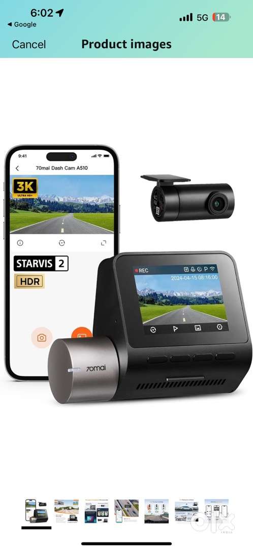70mai A510 HDR 3k Dual Channel Dash cam