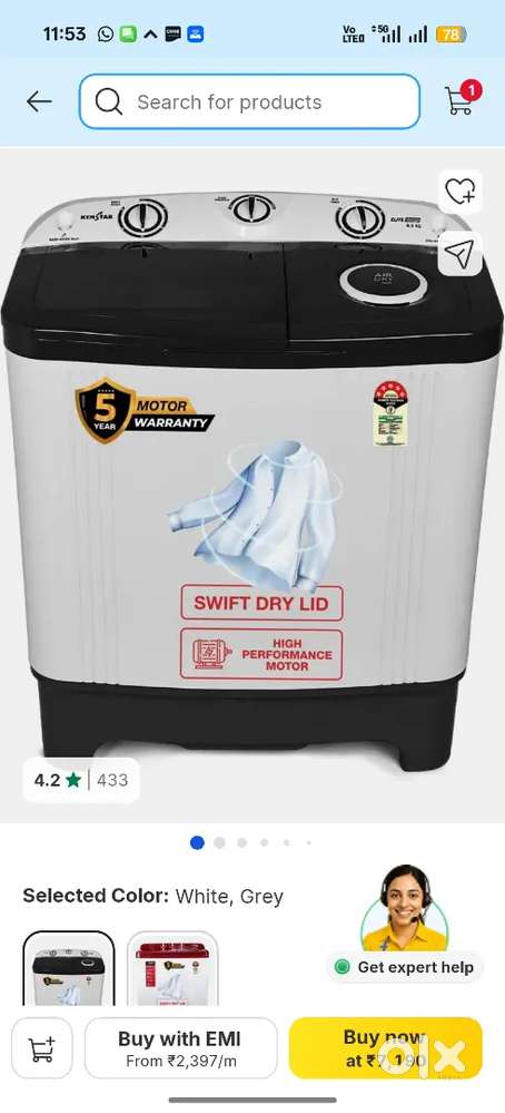 3 month old New Kenstar washing machine