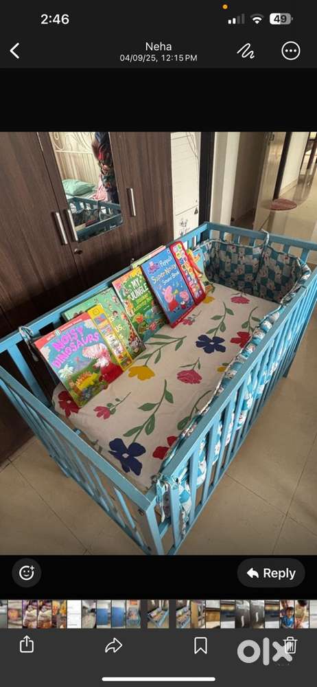 Baby cot with brand new mattress