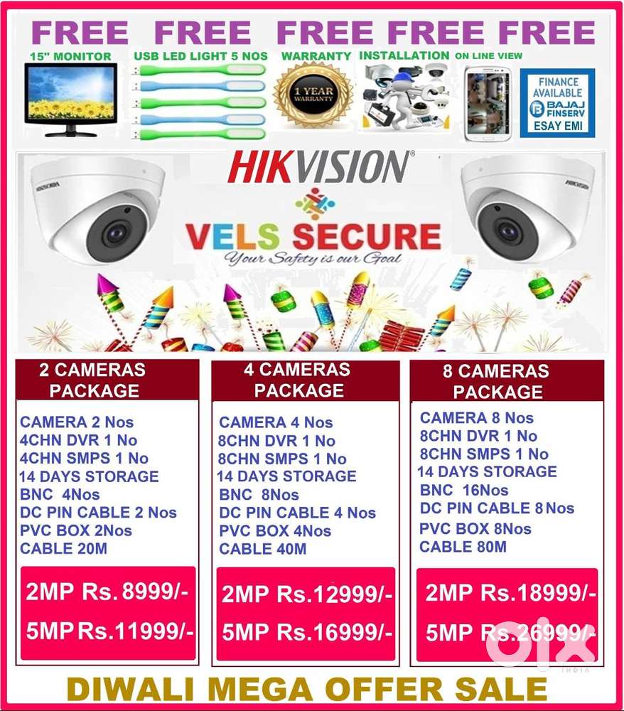 MEGA  MEGA ATHIRADI DIWALI  DISCOUNT SALE   SALE 2MP HIKVISION CCTV