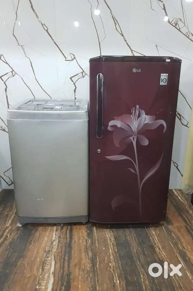 Lg 215 ltrs flower model single door refrigerator and washing machine