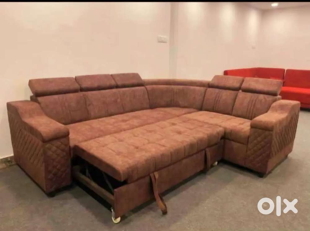 Nagpur Furniture Zone, L Shape Sofa Cum Bed With Adjustable Headrest