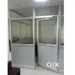 2 pc Alluminum cabin with glass, door, 1 pc counter