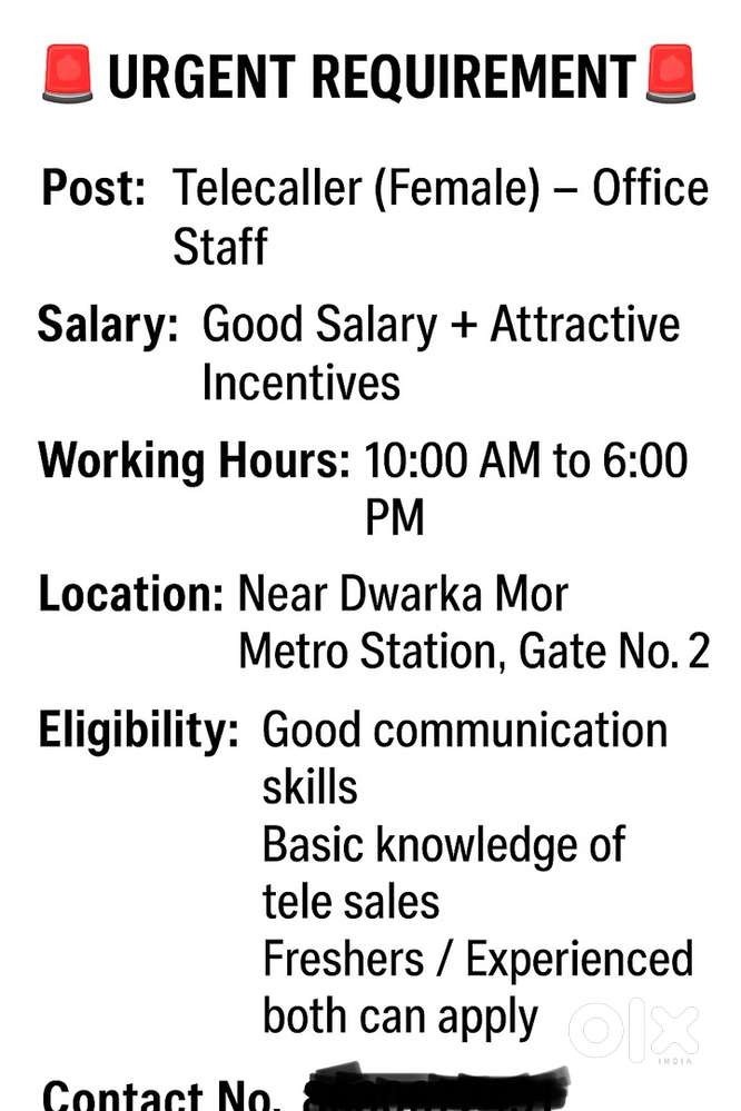 Urgent Hiring for Tele caller for Female and Male Both