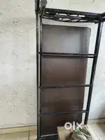 iron bed with plywood.