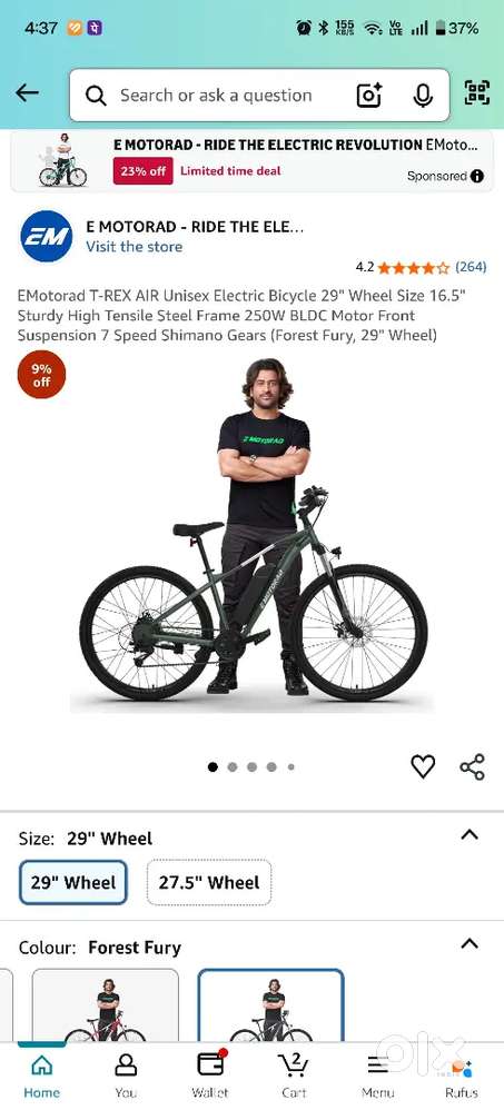 10 Months Old emotorad electric cycle rex air for sale.