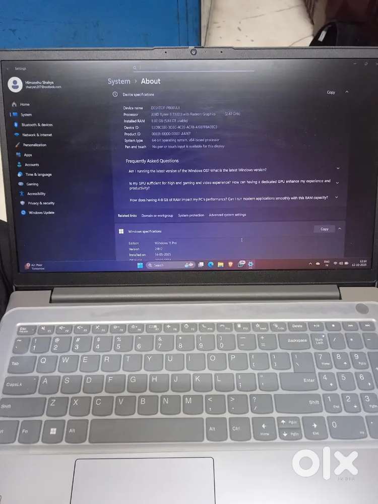 Lenovo laptop 8,512GB AMD Ryzen 3 7320U with Radeon Graphics(2.40 GHz)