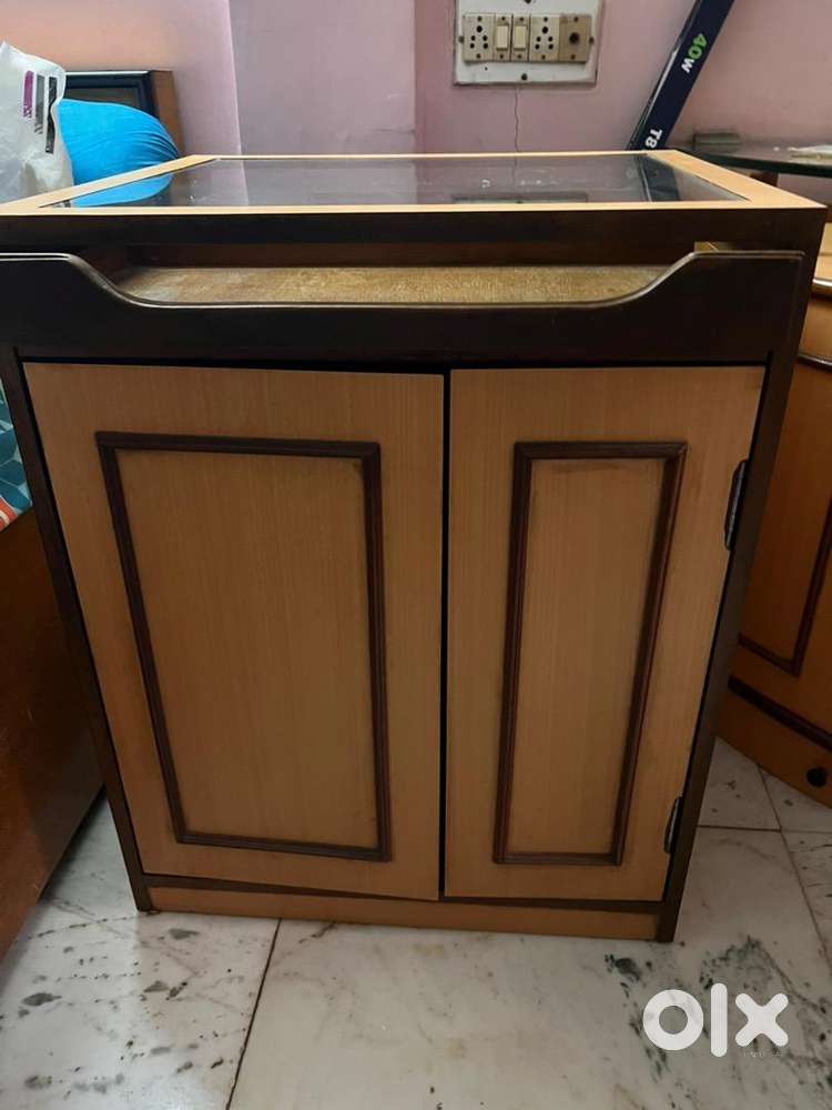 Good quality wooden glass computer cum study table with storage