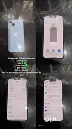 iPhone 14 128GB Storage Baroh Original Bat Box bad Charger 20wat