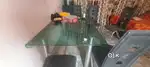 6-Seater Glass Top Dining Table Set in Good Condition - Removableglass