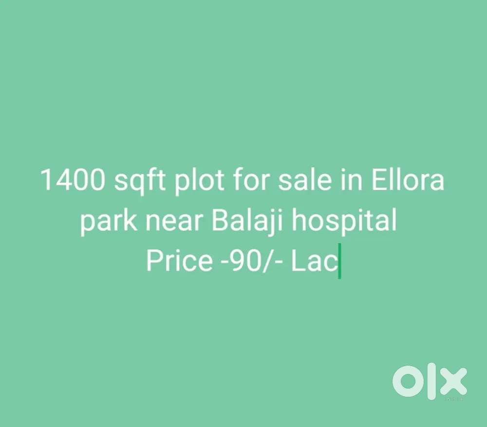 1400 sqft only plot for sale in Ellora park.
