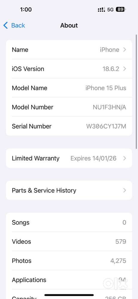 I phone 15 plus 256 gb ram