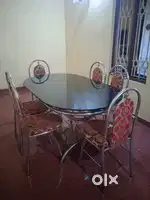Dining Table 5x3 with 6 cheyar orginal stainal steel
