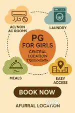PG For girls available in the middle of the city