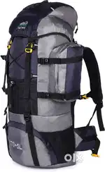Used only once. Trekking Bag , 75 ltr. Grey Colour. With Rain cover