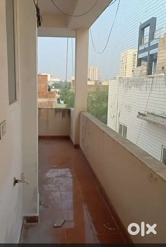 Fans,  curtain rods and geysers are available. Three side balcony.