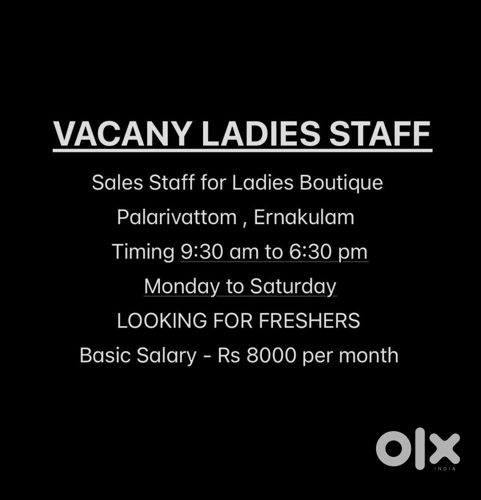 Ladies Sales staff for Ladies Boutique