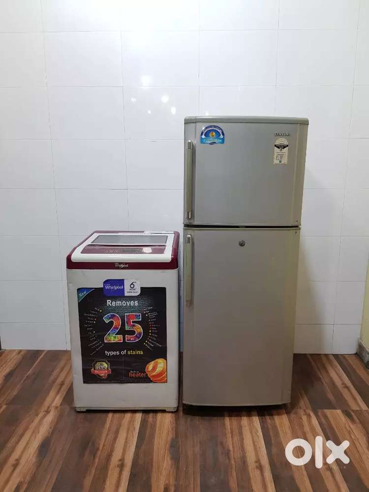 Samsung 250 ltrs refrigerator and whirlpool top load washing machine