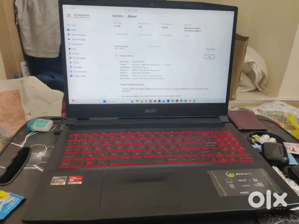 MSI GAMING LAPTOP 8 GB RAM 512 GB SSD Look like new