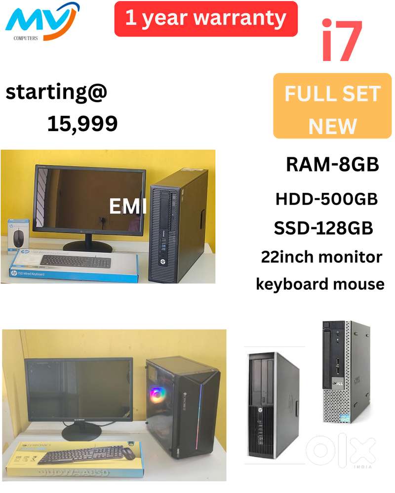Full Set @ Low Price  CPU - Branded Intel  Hard Disk - 500GB  Monitor